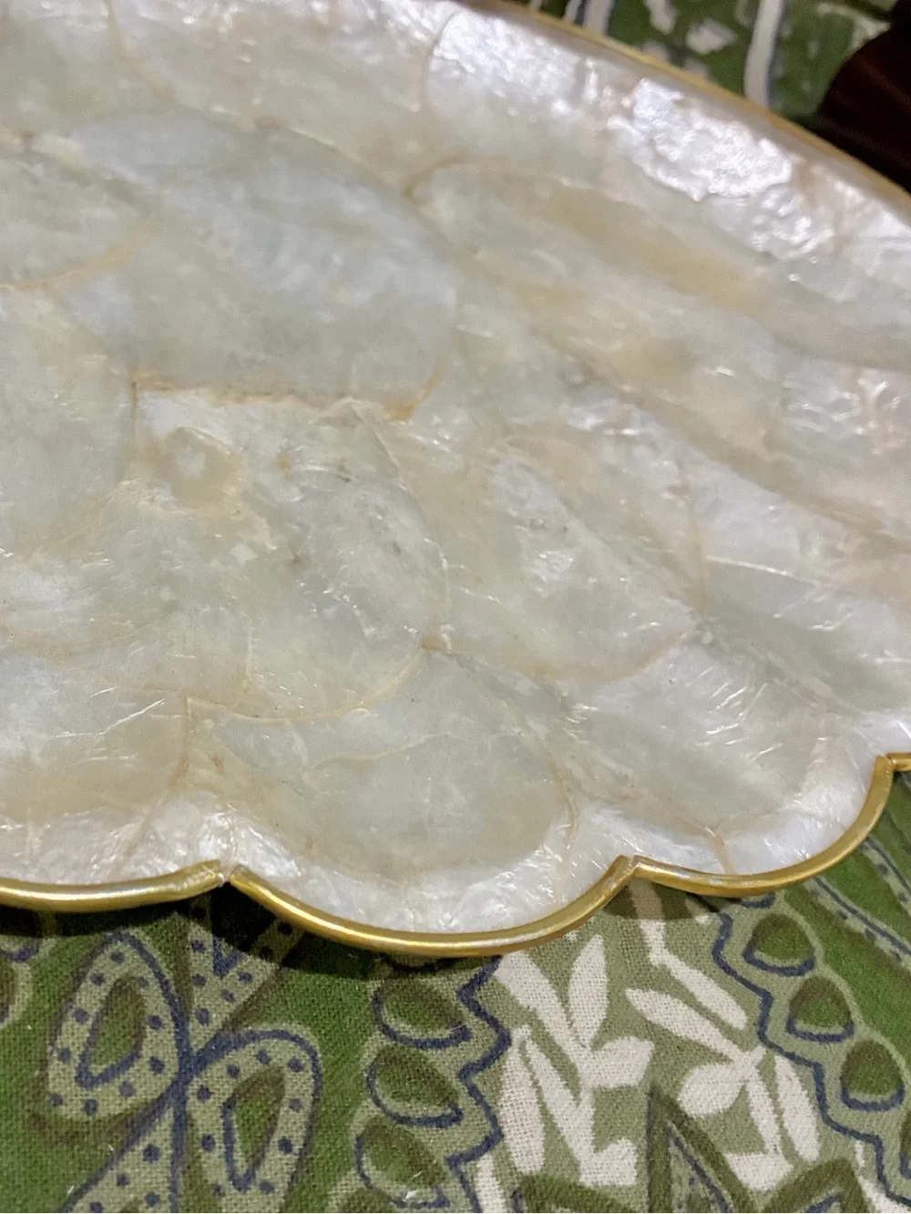 Vintage MCM Capiz Shell Tray made in Philippines 1960-70s. Some wear shown. GUC